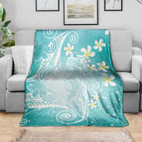 Polynesian Jellyfish Blanket With Plumeria Teal
