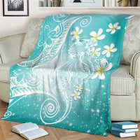 Polynesian Jellyfish Blanket With Plumeria Teal