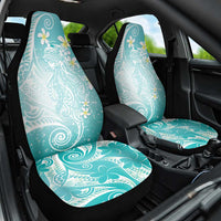 Polynesian Jellyfish Car Seat Cover With Plumeria Teal
