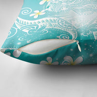 Polynesian Jellyfish Pillow Cover With Plumeria Teal