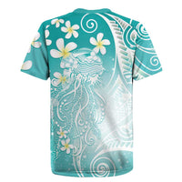 Polynesian Jellyfish Rugby Jersey With Plumeria Teal