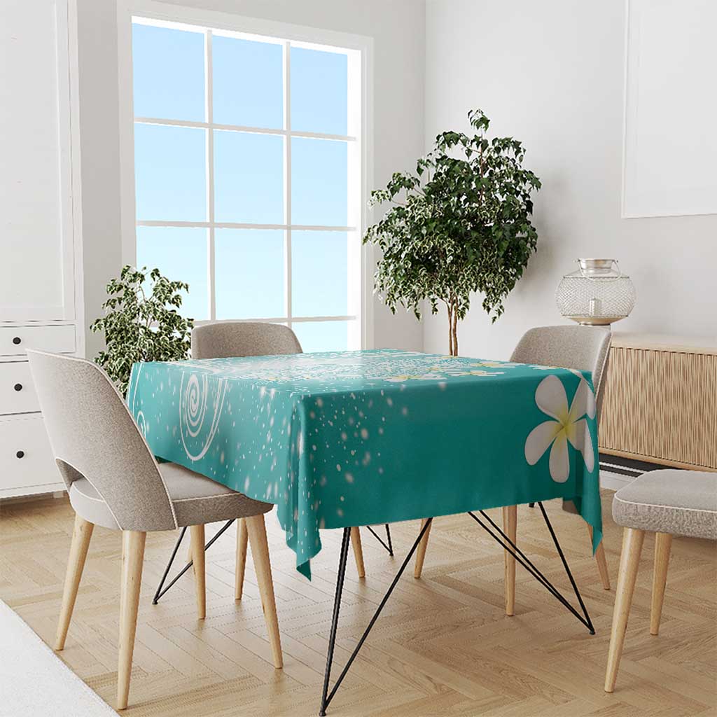 Polynesian Jellyfish Tablecloth With Plumeria Teal