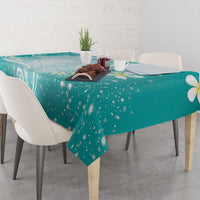 Polynesian Jellyfish Tablecloth With Plumeria Teal