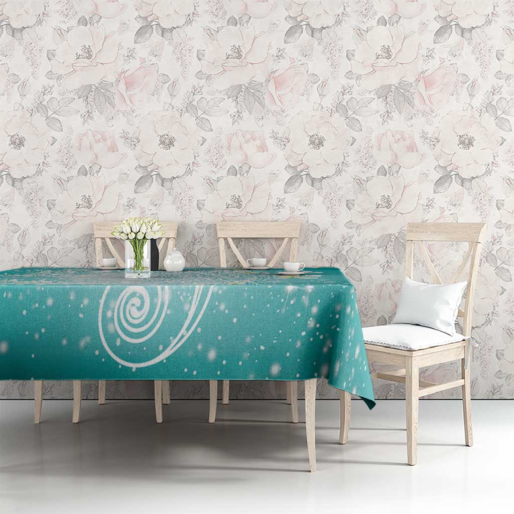 Polynesian Jellyfish Tablecloth With Plumeria Teal
