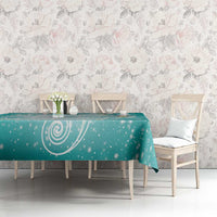 Polynesian Jellyfish Tablecloth With Plumeria Teal