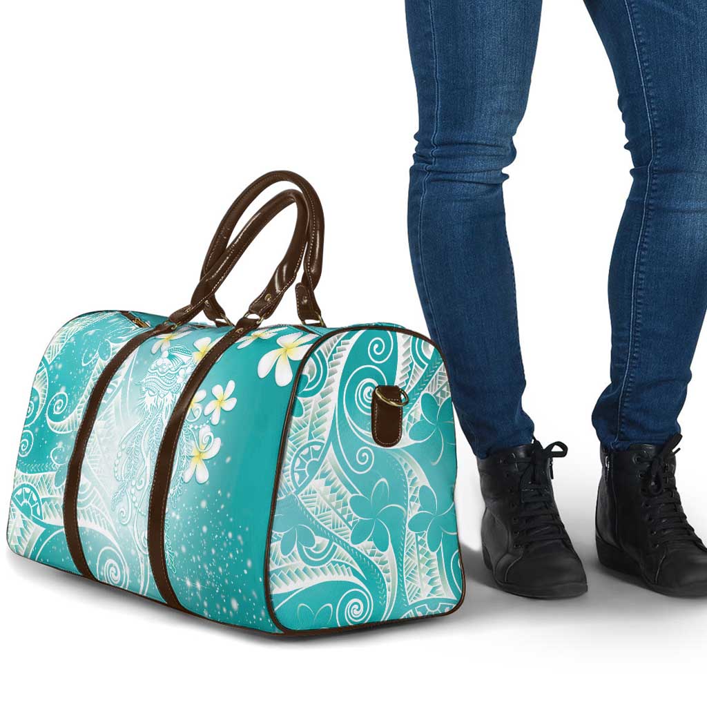 Polynesian Jellyfish Travel Bag With Plumeria Teal