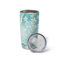 Polynesian Jellyfish Tumbler Cup With Plumeria Teal