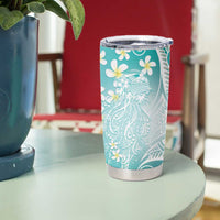 Polynesian Jellyfish Tumbler Cup With Plumeria Teal