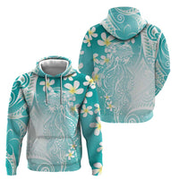Polynesian Jellyfish Zip Hoodie With Plumeria Teal