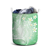 Polynesian Jellyfish Laundry Basket With Plumeria Green