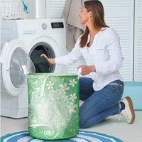 Polynesian Jellyfish Laundry Basket With Plumeria Green