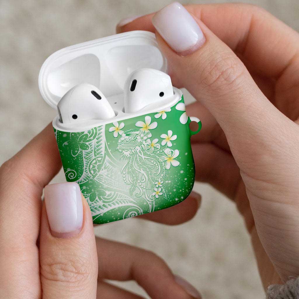 Polynesian Jellyfish AirPods Case With Plumeria Green