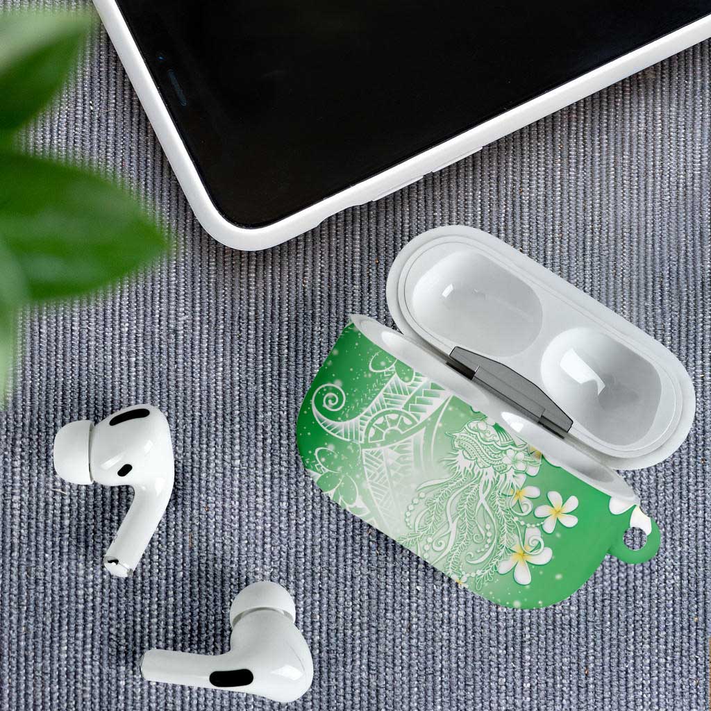 Polynesian Jellyfish AirPods Case With Plumeria Green