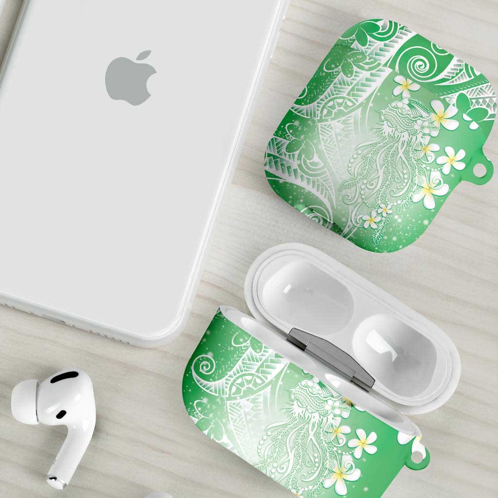 Polynesian Jellyfish AirPods Case With Plumeria Green