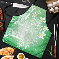 Polynesian Jellyfish Apron With Plumeria Green