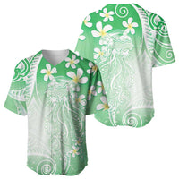 Polynesian Jellyfish Baseball Jersey With Plumeria Green