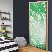 Polynesian Jellyfish Door Cover With Plumeria Green