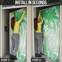 Polynesian Jellyfish Door Cover With Plumeria Green