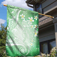 Polynesian Jellyfish Garden Flag With Plumeria Green