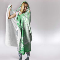 Polynesian Jellyfish Hooded Blanket With Plumeria Green