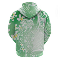 Polynesian Jellyfish Hoodie With Plumeria Green