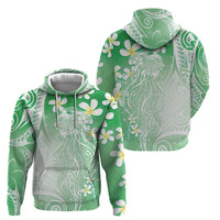 Polynesian Jellyfish Hoodie With Plumeria Green