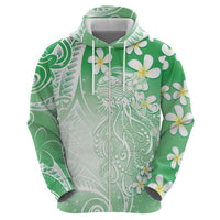 Polynesian Jellyfish Hoodie With Plumeria Green