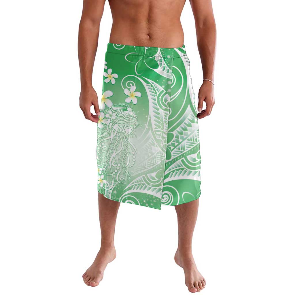 Polynesian Jellyfish Lavalava With Plumeria Green