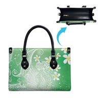 Polynesian Jellyfish Leather Bag With Plumeria Green