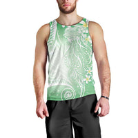 Polynesian Jellyfish Men Tank Top With Plumeria Green