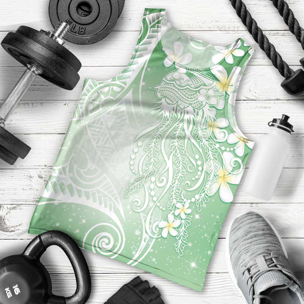 Polynesian Jellyfish Men Tank Top With Plumeria Green