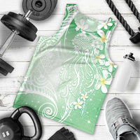 Polynesian Jellyfish Men Tank Top With Plumeria Green