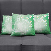 Polynesian Jellyfish Pillow Cover With Plumeria Green