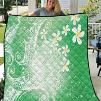 Polynesian Jellyfish Quilt With Plumeria Green