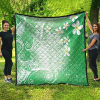 Polynesian Jellyfish Quilt With Plumeria Green