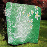 Polynesian Jellyfish Quilt With Plumeria Green