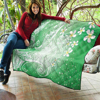 Polynesian Jellyfish Quilt With Plumeria Green