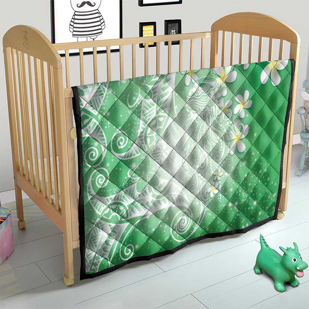 Polynesian Jellyfish Quilt With Plumeria Green