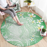 Polynesian Jellyfish Round Carpet With Plumeria Green