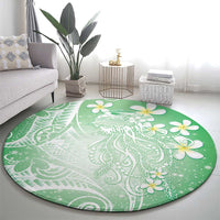 Polynesian Jellyfish Round Carpet With Plumeria Green