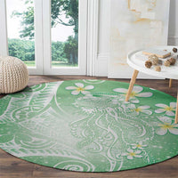 Polynesian Jellyfish Round Carpet With Plumeria Green