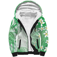 Polynesian Jellyfish Sherpa Hoodie With Plumeria Green