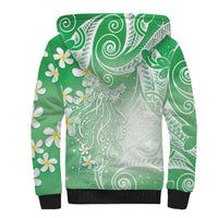 Polynesian Jellyfish Sherpa Hoodie With Plumeria Green