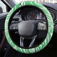 Polynesian Jellyfish Steering Wheel Cover With Plumeria Green