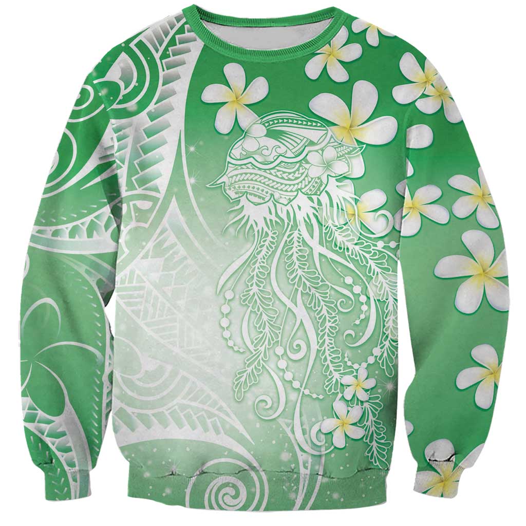 Polynesian Jellyfish Sweatshirt With Plumeria Green