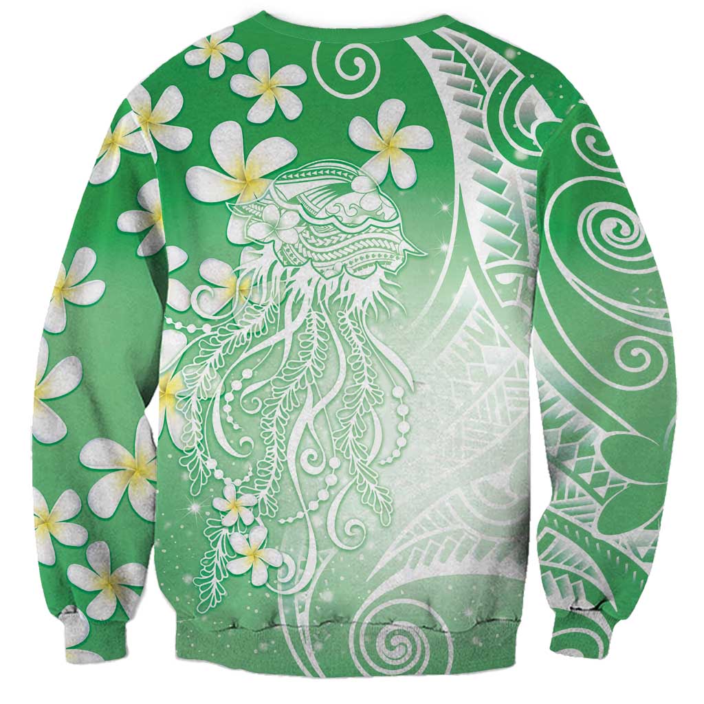 Polynesian Jellyfish Sweatshirt With Plumeria Green