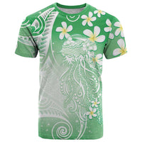 Polynesian Jellyfish T Shirt With Plumeria Green