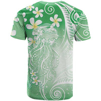 Polynesian Jellyfish T Shirt With Plumeria Green