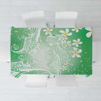 Polynesian Jellyfish Tablecloth With Plumeria Green