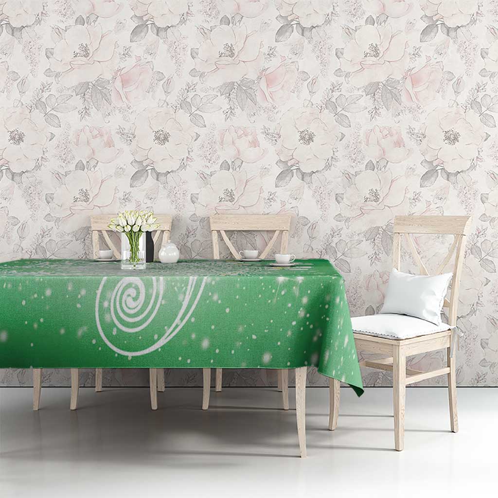 Polynesian Jellyfish Tablecloth With Plumeria Green